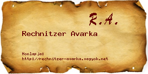 Rechnitzer Avarka névjegykártya
